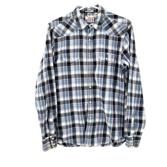 Lucky Brand Men's Plaid Workwear Flannel Shirt - Cloud Soft 100% Cotton, Long Sleeve, Chest Pockets